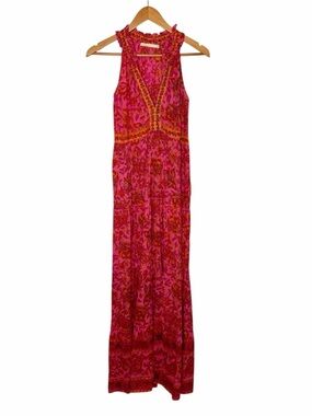 LOLA AUSTRALIA Pink Cotton Floral & Paisley Print Maxi Dress. Size XS.
